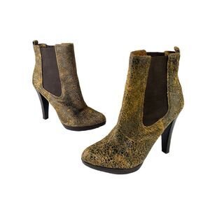 Michael Michael Kors Women's 9 M Heeled Distressed Mocha‎ Leather Jessie Boots